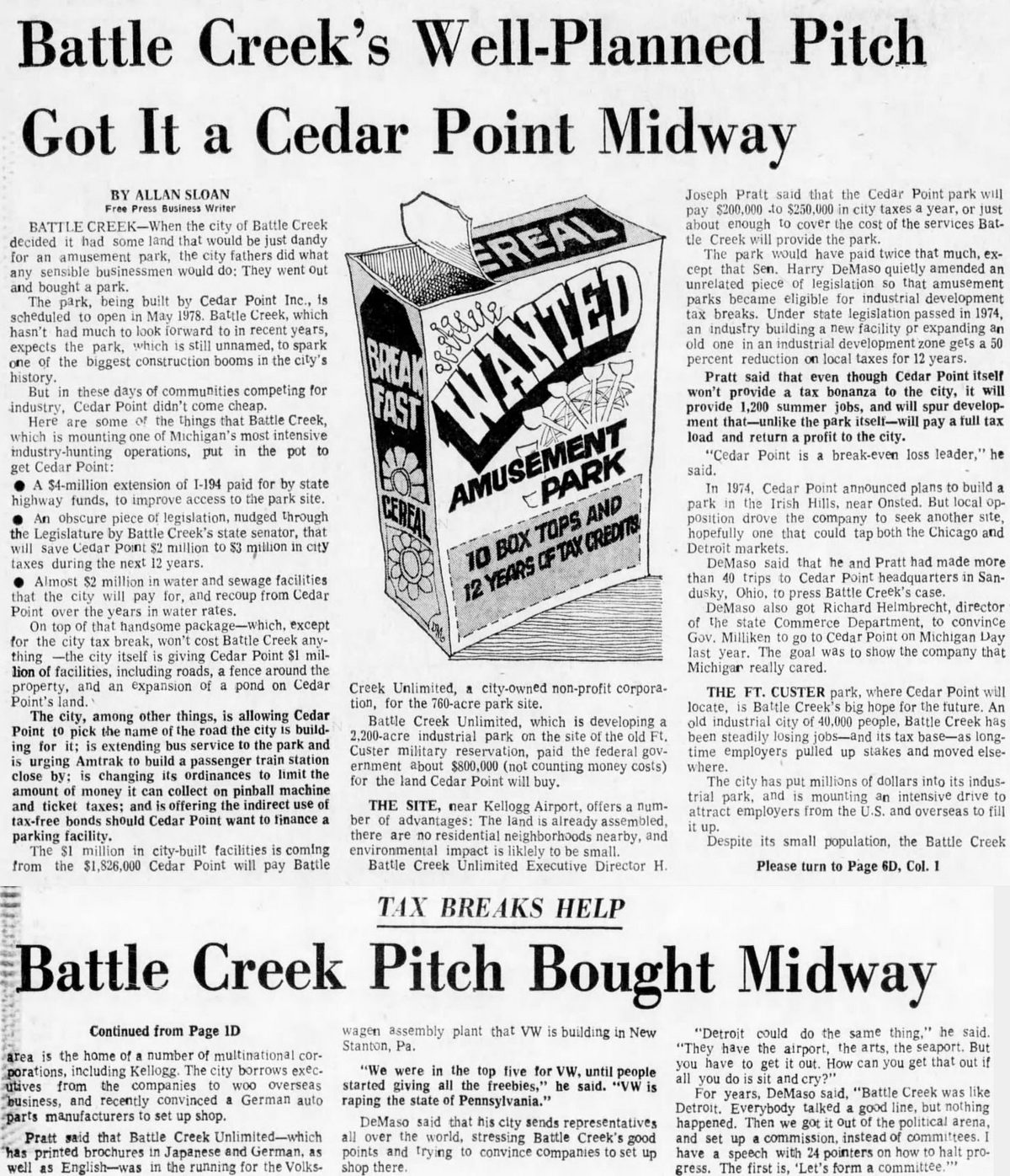 Cedar Point II, Irish Hills Amusement Park, Kingdom of Adventure, Little Michigan - Kingdom Of Adventure Battle Creek Sept 1976 Article On Cedar Point Plans